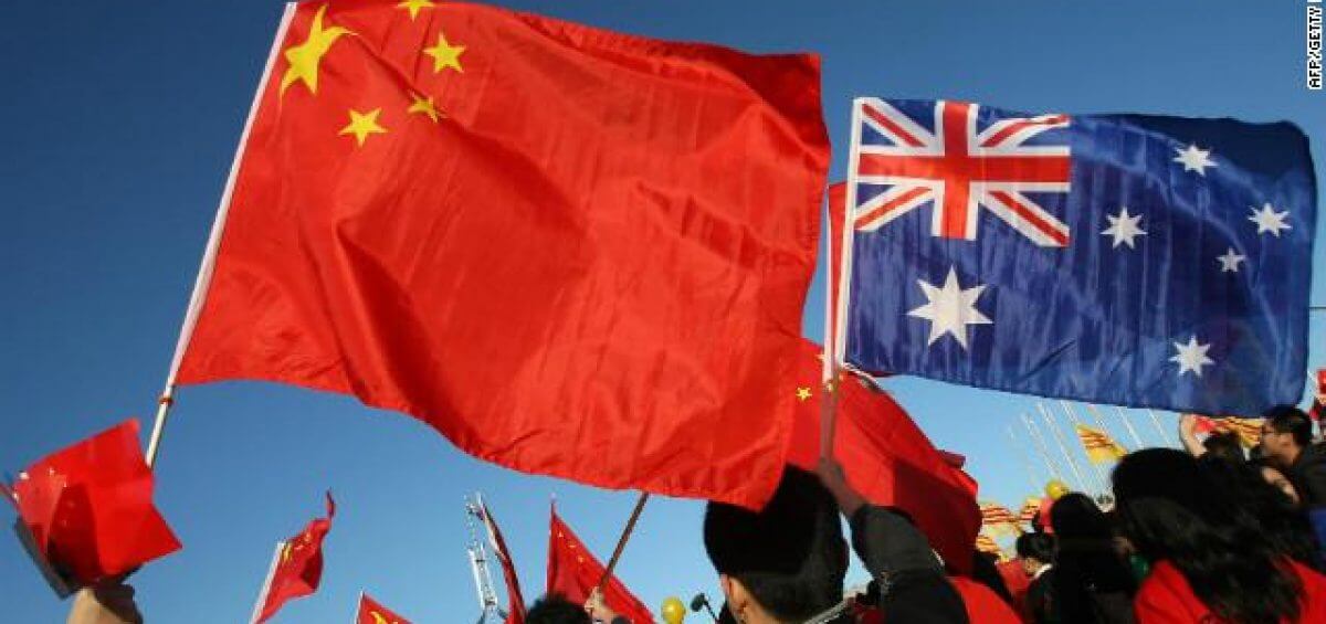 chinese and australian flags