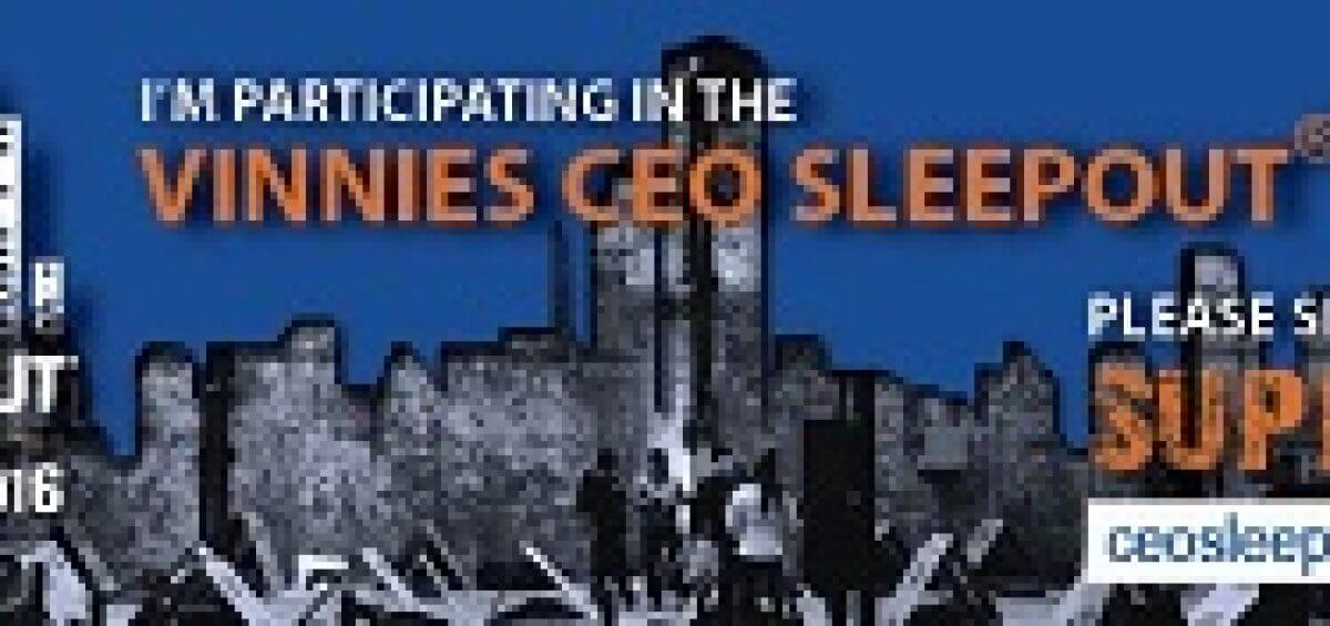 Vinnie CEO Sleepout event banner