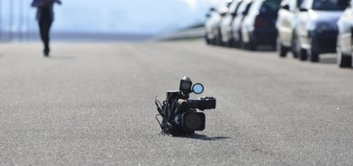 Video camera in the road capturing footage