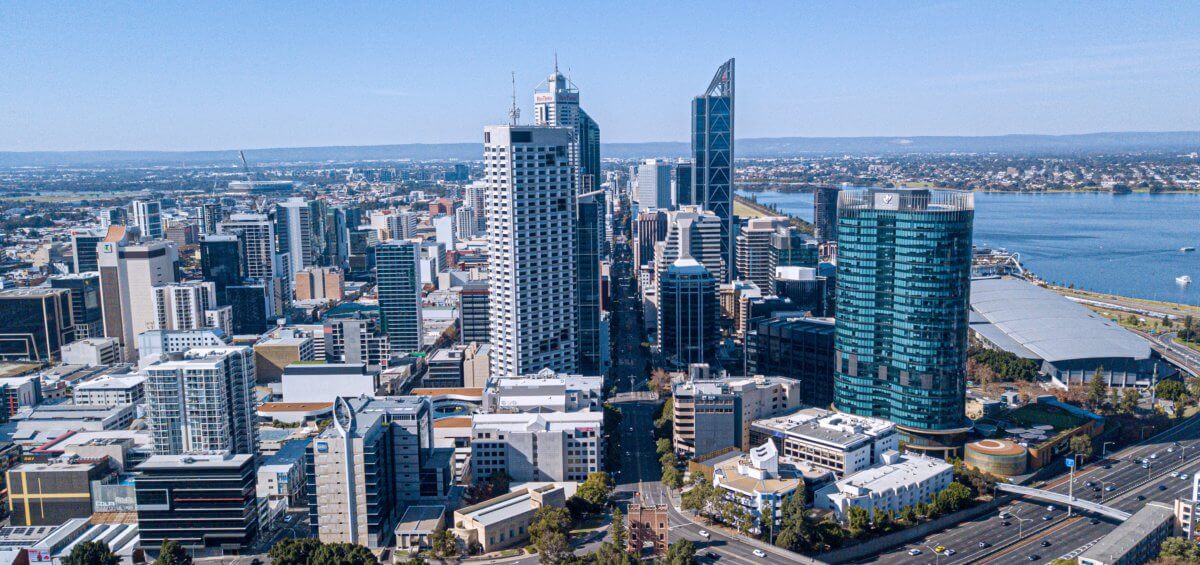 Perth city business district from high vantage point